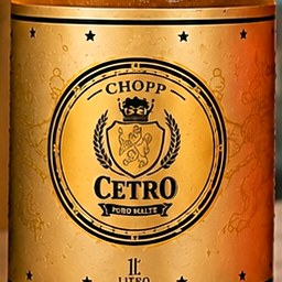 Rótulo dourado do growler Cetro Puro Malte
